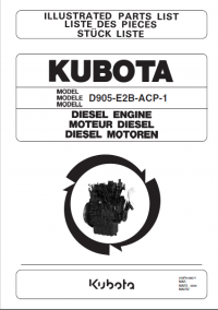 spare parts catalog Kubota Diesel Engine D905-E2B-ACP-1 Illustrated Parts List PDF