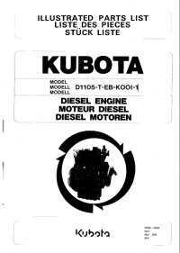 spare parts catalog Kubota Diesel Engine D1105-T-EB-KOOI-1 Illustrated Parts List PDF