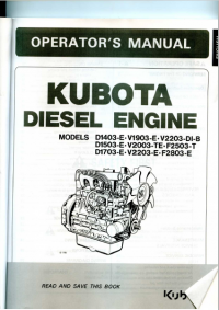 repair manual Kubota Diesel Engine D1403/D1503/D1703-E Operators Manual PDF