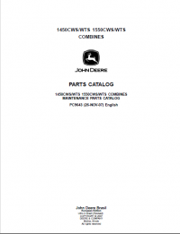 spare parts catalog John Deere Combine 1450CWS, WTS 1550CWS, WTS Parts Catalog English PDF