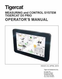 repair manual Tigercat Measuring & Control System D5 Prio Operator’s Manual PDF