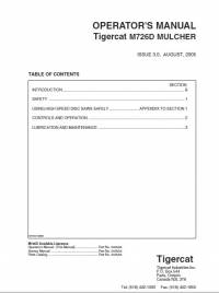 repair manual Tigercat Mulcher M726D Operator’s Manual PDF