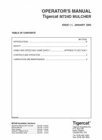 repair manual Tigercat Mulcher M724D Operator’s Manual PDF