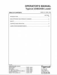 repair manual Tigercat Loader 230B, 240B Operator’s Manual PDF
