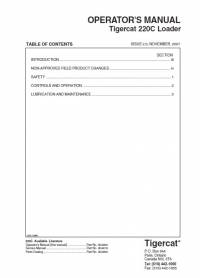 repair manual Tigercat Loader 220C Operator’s Manual PDF