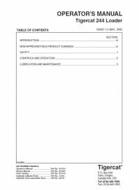 repair manual Tigercat Loader 244 Operator’s Manual PDF