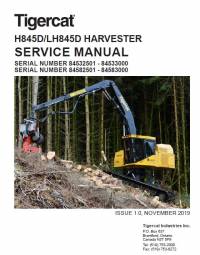 repair manual Tigercat Harvester H845D/LH845D Service Manual PDF