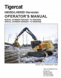 repair manual Tigercat Harvester H855D, LH855D Operator’s Manual PDF