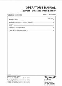 repair manual Tigercat Track Loader T240, T245 Operator’s Manual PDF