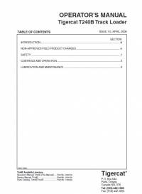 repair manual Tigercat Track Loader T240B Operator’s Manual PDF