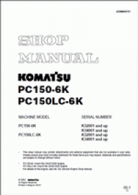 repair manual Komatsu Hydraulic Excavator PC150-6K, PC150LC-6K