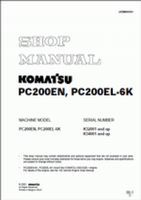 repair manual Komatsu Hydraulic Excavator PC200EN-6K, PC200EL-6K