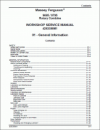 repair manual Massey Ferguson rotary combine 9695 / 9795