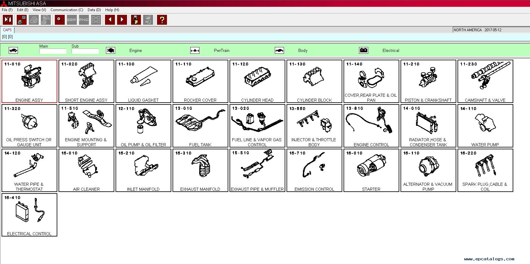 Mitsubishi ASA Europe + General + USA + Japan Parts Catalog 2017, spare