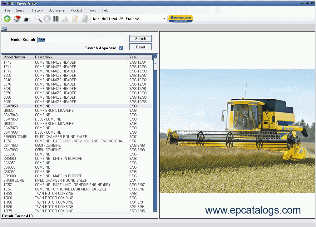 New Holland Agriculture Europe 2010 Spare Parts Catalog Download