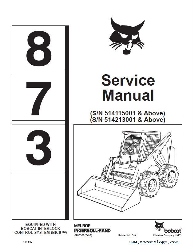 Bobcat 873 Skid Steer Loader Service Manual PDF