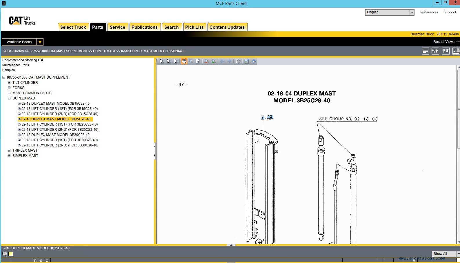 CAT Lift Trucks 2019 (MCFE) Europe Spare Parts Catalog Download