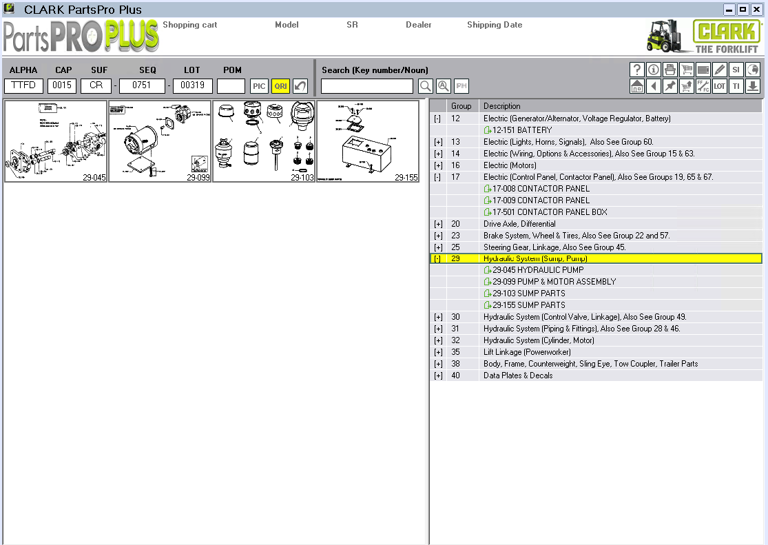 Clark PartsProPlus main screen