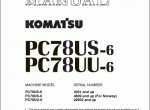 repair manual Komatsu Hydraulic Excavator PC78US-6, PC78UU-6 Shop Manual PDF - 1